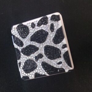 Black & White print charm compact mirror